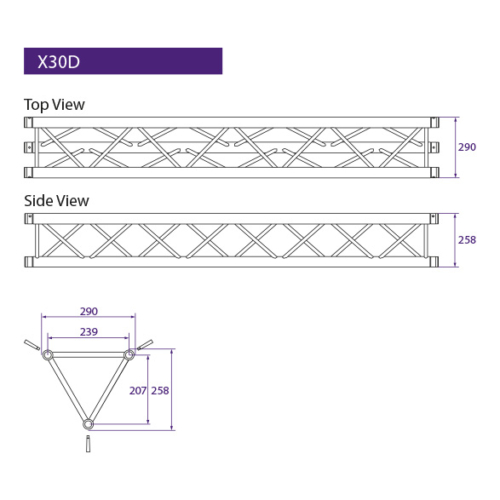 Tweedehands Prolyte X30D-C003 truss driehoek 2-weg 90 graden hoek