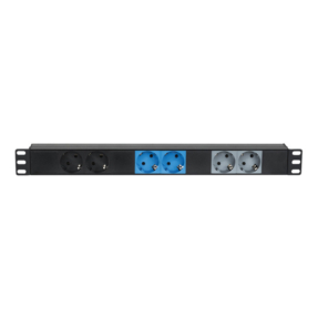 Showgear krachtstroomverdeler CEE 16A naar 6x Schuko - 19 inch 1HE