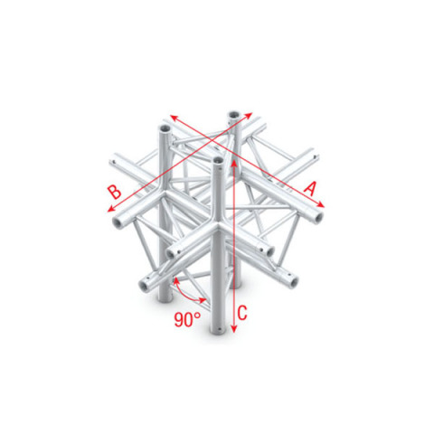 Milos Pro-30 Triangle P Truss - Cross up/down 6-way - 74 cm ACB61 - 90° Corner Milos Pro-30 Triangle P Truss - Cross up/down 6-way - 74 cm ACB61 - 90° Corner