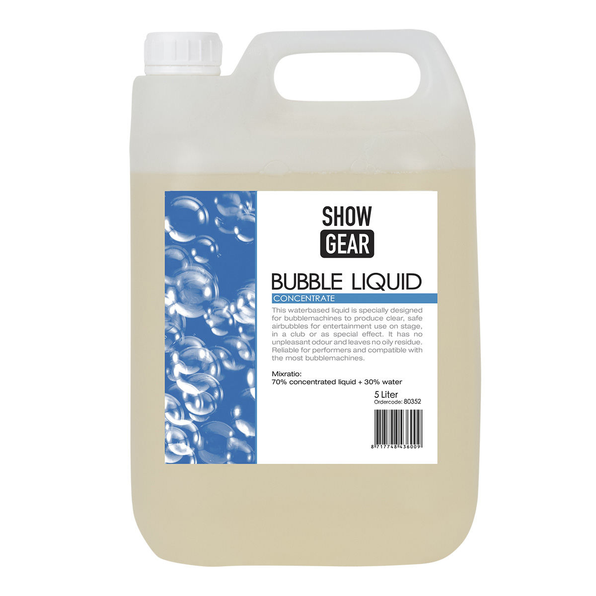 Showgear Bubble Liquid - bellenblaasvloeistof 5L concentraat