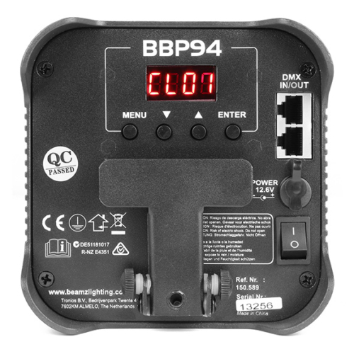 BeamZ BBP94 accu LED PAR 4x 10W 6-in-1 RGBAW-UV