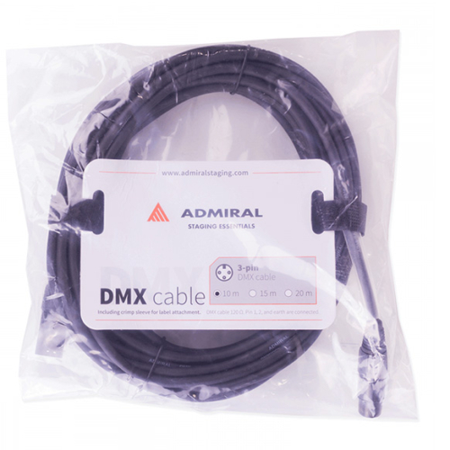 Admiral DMX kabel 3-pin XLR 120 ohm 10m zwart