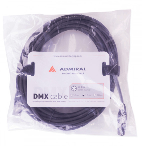 Admiral DMX kabel 3-pin XLR 120 ohm 15m zwart