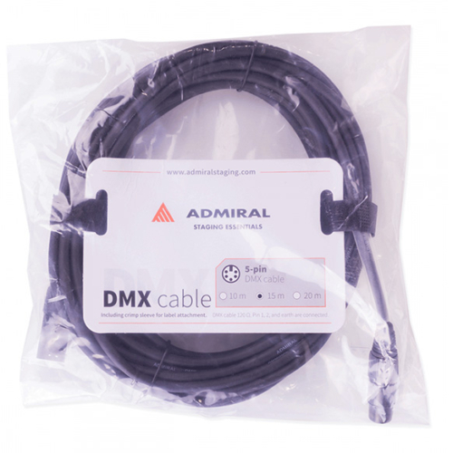Admiral DMX kabel 5-pin XLR 120 ohm 15m zwart