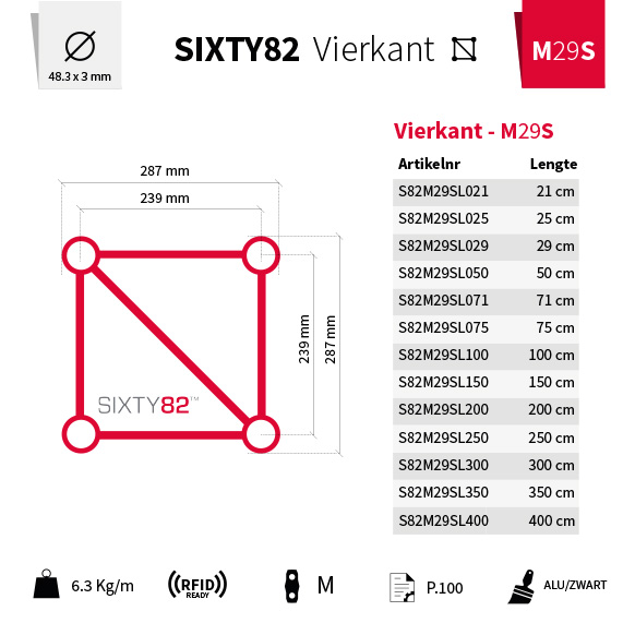 SIXTY82 vierkant truss 21 cm heavy M29S-L021 SIXTY82 vierkant truss 21 cm heavy M29S-L021