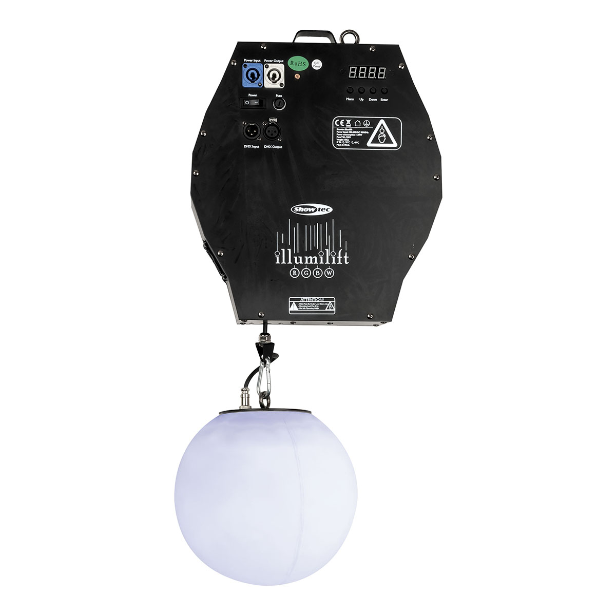 Showtec Illumilift RGBW 4m takel - 25 cm LED-bol Showtec Illumilift RGBW 4m takel - 25 cm LED-bol