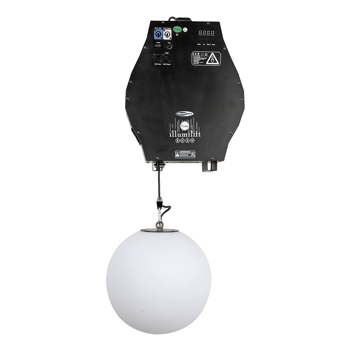 Showtec Illumilift RGBW 6m Turbo takel - 35 cm LED-bol Showtec Illumilift RGBW 6m Turbo takel - 35 cm LED-bol