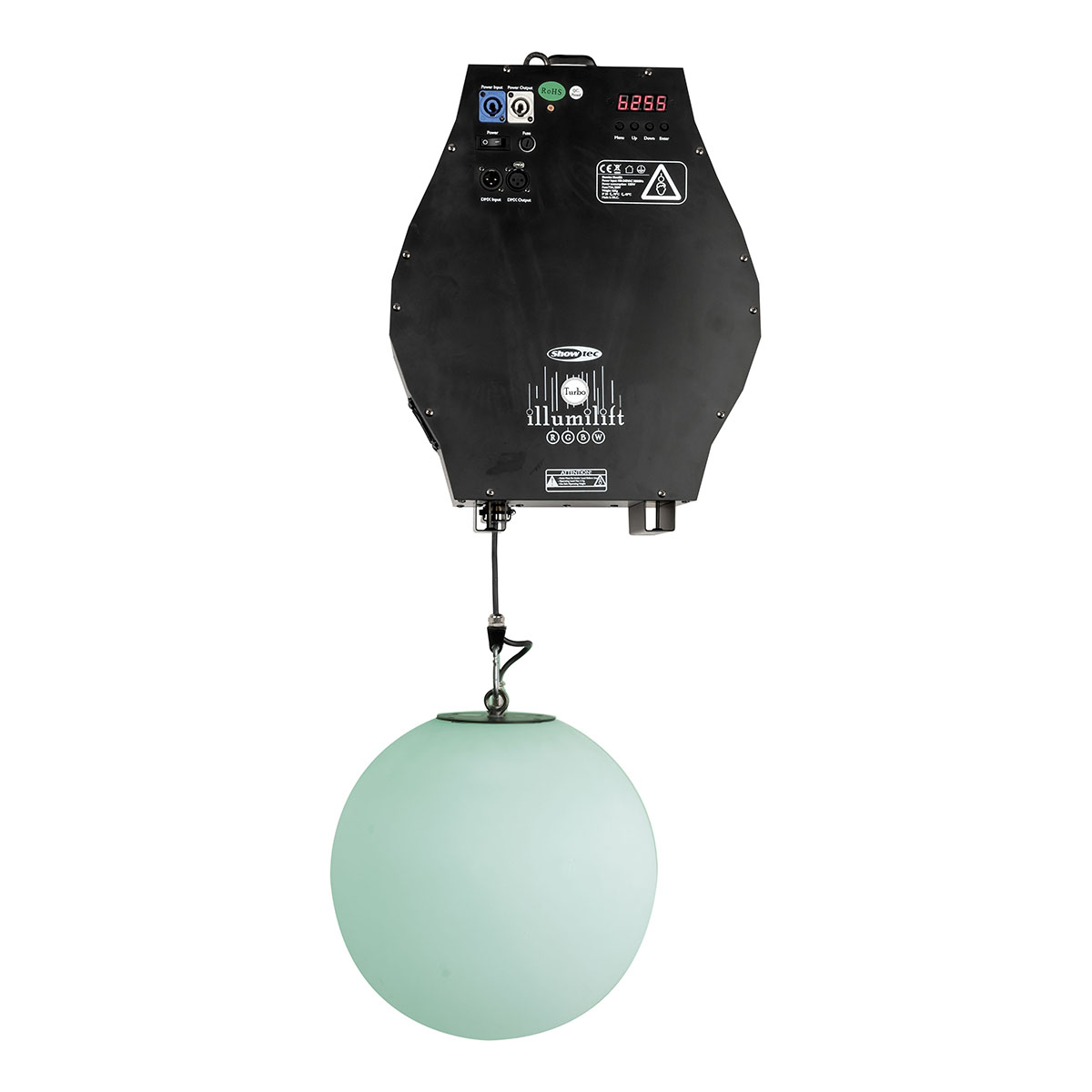 Showtec Illumilift RGBW 6m Turbo takel - 35 cm LED-bol Showtec Illumilift RGBW 6m Turbo takel - 35 cm LED-bol