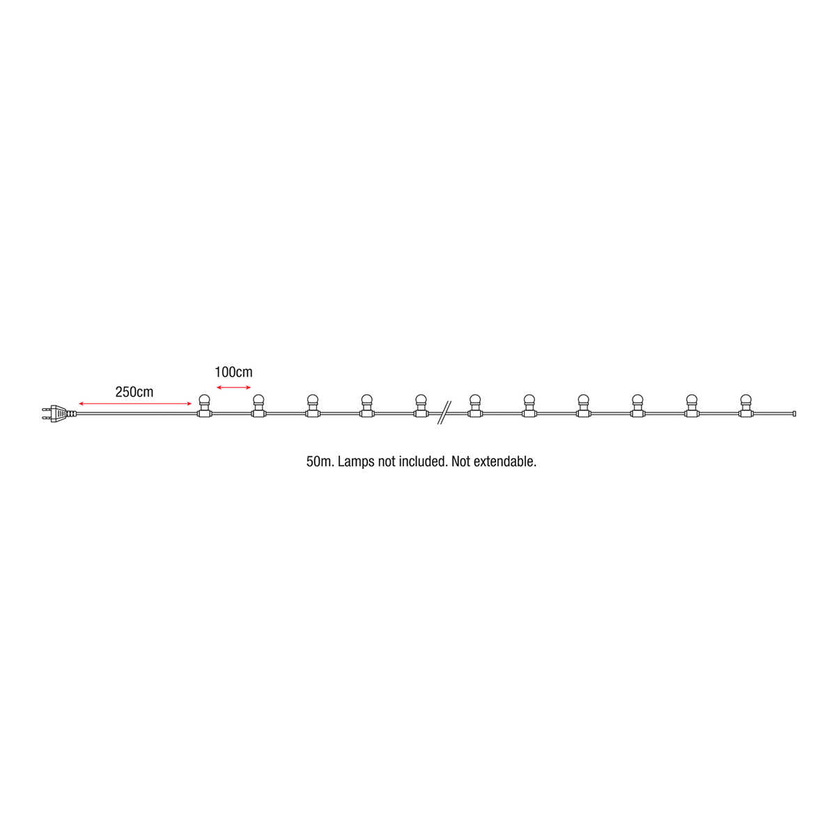 DISCONTINUED - Showtec Belt Light prikkabel met E27 fittingen - 50m DISCONTINUED - Showtec Belt Light prikkabel met E27 fittingen - 50m
