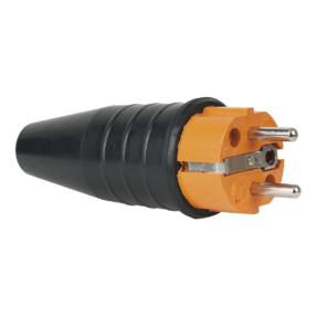 Showtec Rubber Schuko 230V/240V CEE7/VII Connector Male Oranje