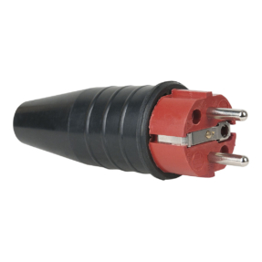 Showtec Rubber Schuko 230V/240V CEE7/VII Connector Male Rood