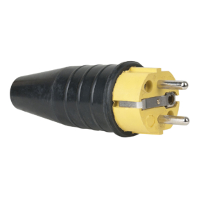 Showtec Rubber Schuko 230V/240V CEE7/VII Connector Male Geel