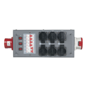 Showtec Powersplit 32 krachtstroomverdeler CEE 32A naar 6x Schuko en CEE 32A uitgang