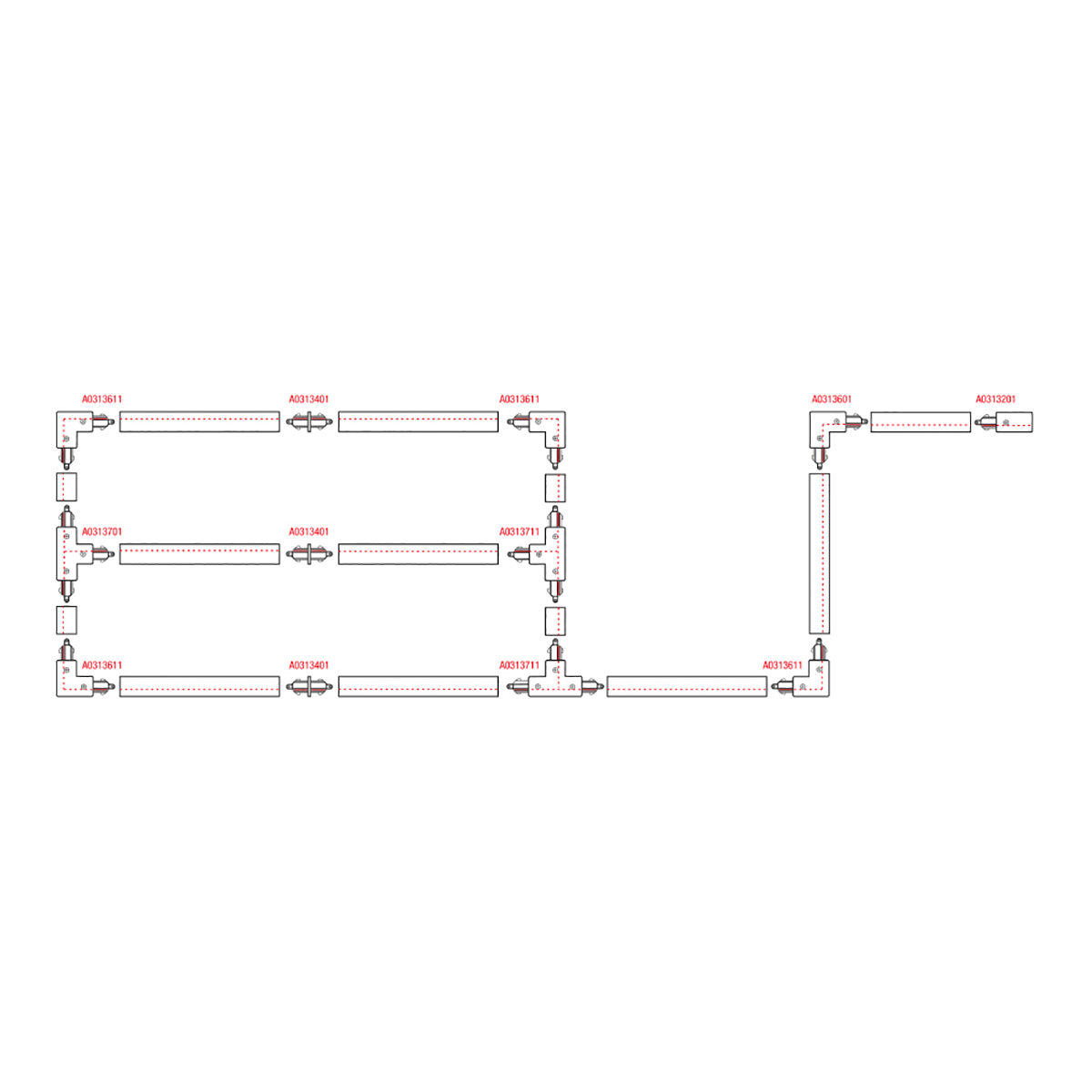Artecta 1-fase spanningsrail 200 cm - zwart (RAL9004) Artecta 1-fase spanningsrail 200 cm - zwart (RAL9004)