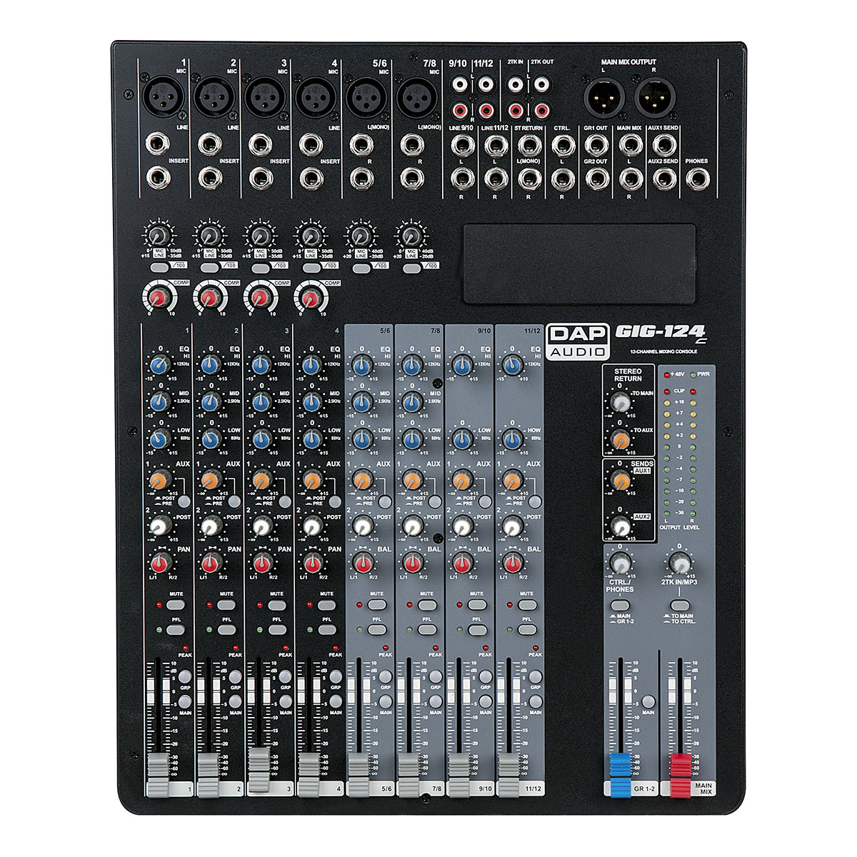 DISCONTINUED - #DAP GIG-124C Mixer 12 kanalen met dynamiek DISCONTINUED - #DAP GIG-124C Mixer 12 kanalen met dynamiek