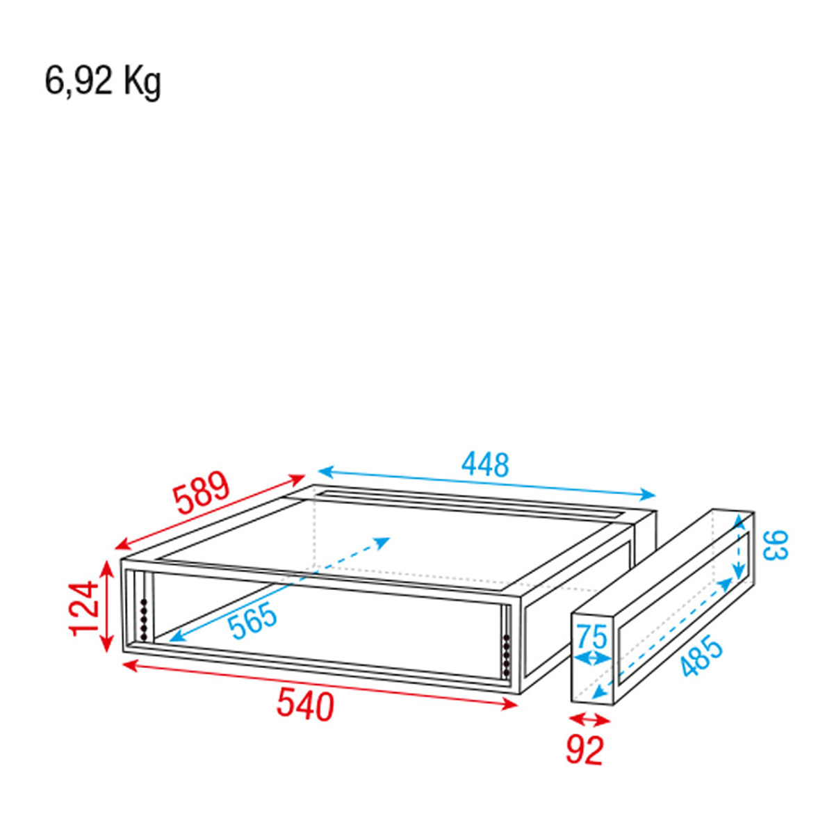 Showgear 19 inch Rackcase flightcase 2HE Showgear 19 inch Rackcase flightcase 2HE