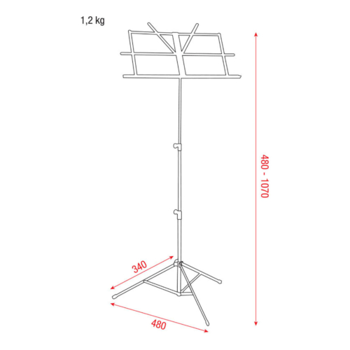 Showgear Eco Music Stand Staal 480-1070mm