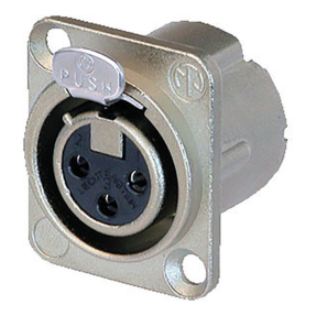 Neutrik® NC3FD-LX XLR 3p. Chassis Female Zilveren contactpunten, nikkelen behuizing