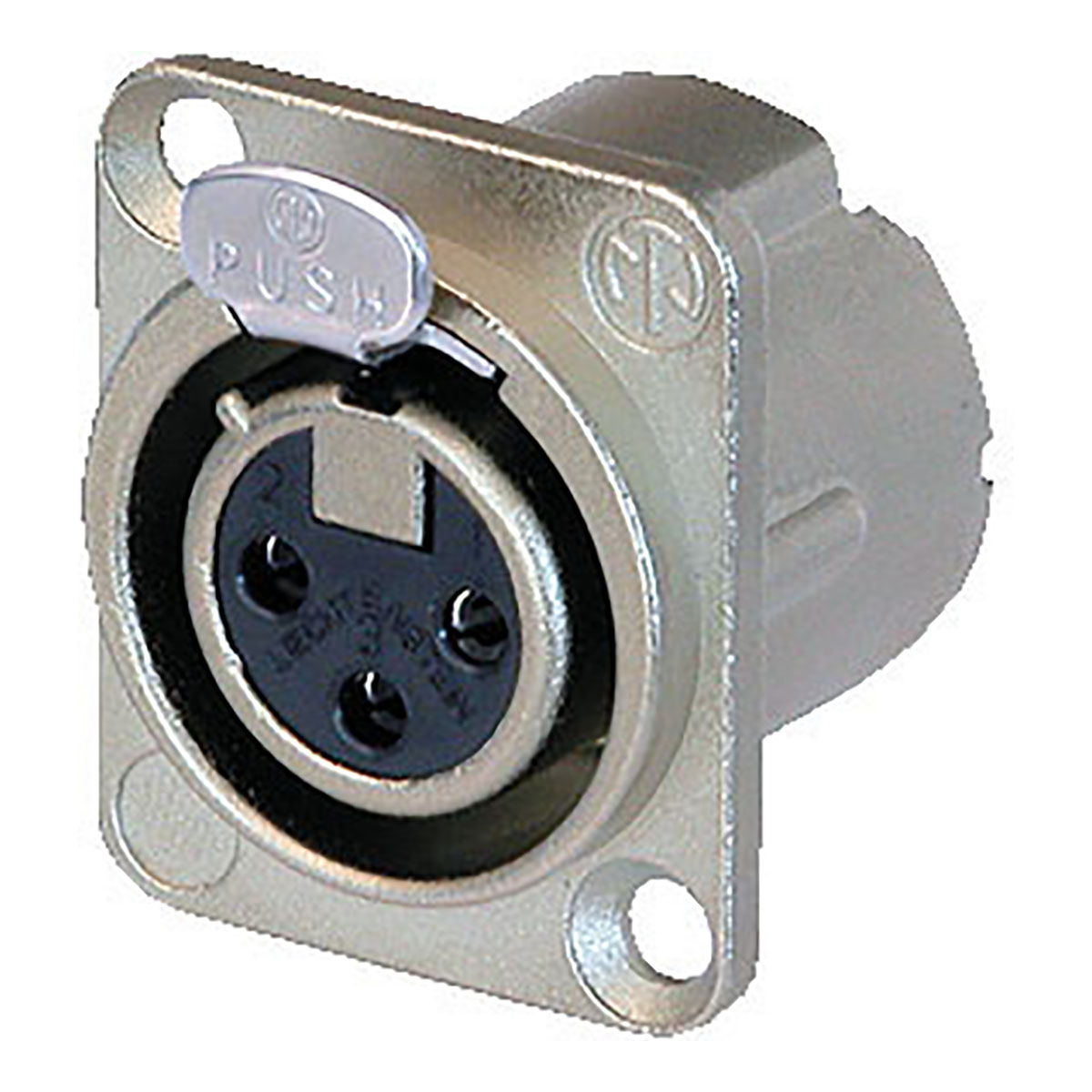 Neutrik® NC3FD-LX XLR 3p. Chassis Female Zilveren contactpunten, nikkelen behuizing Neutrik® NC3FD-LX XLR 3p. Chassis Female Zilveren contactpunten, nikkelen behuizing