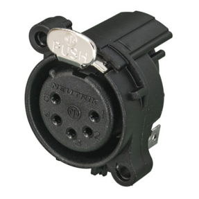 Neutrik® NC5FAH - 5-polige female XLR-aansluiting met afzonderlijk aardcontact voor horizontale PCB-montage