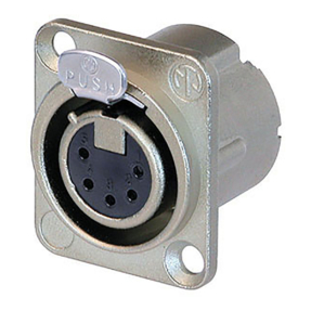 Neutrik® NC5FD-LX XLR 5p. Chassis Female Zilveren contactpunten, nikkelen behuizing