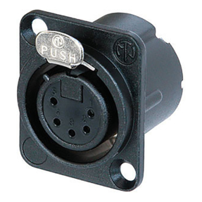 Neutrik® NC5FD-LX-BAG XLR 5p. Chassis Female Zilveren contactpunten, zwartmetalen behuizing