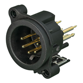 Neutrik® NC5MAV - 5-polige male XLR-aansluiting met afzonderlijk aardcontact voor verticale PCB-montage Neutrik® NC5MAV - 5-polige male XLR-aansluiting met afzonderlijk aardcontact voor verticale PCB-montage