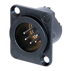 Neutrik® NC5MD-LX-BAG XLR 5p. Chassis Male Zilveren contactpunten, zwartmetalen behuizing