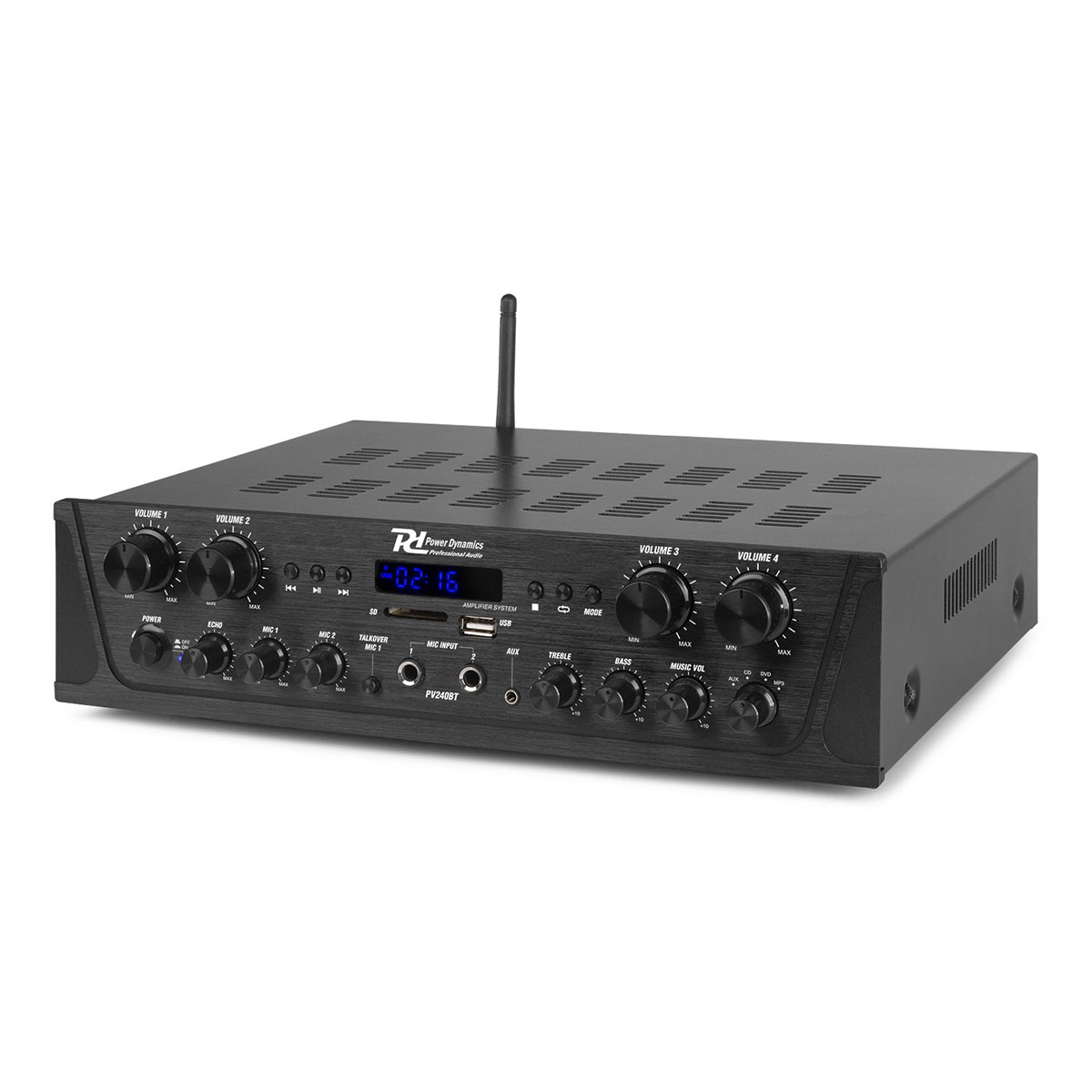 Power Dynamics PV240BT stereo versterker 4-kanalen met Bluetooth - 4x 100W Power Dynamics PV240BT stereo versterker 4-kanalen met Bluetooth - 4x 100W