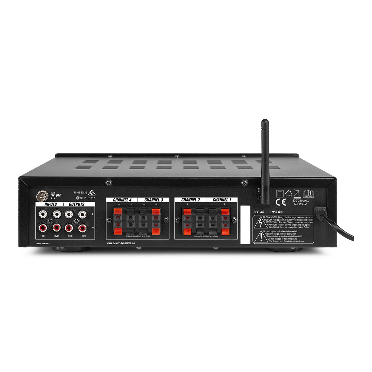 Power Dynamics PV240BT stereo versterker 4-kanalen met Bluetooth - 4x 100W Power Dynamics PV240BT stereo versterker 4-kanalen met Bluetooth - 4x 100W