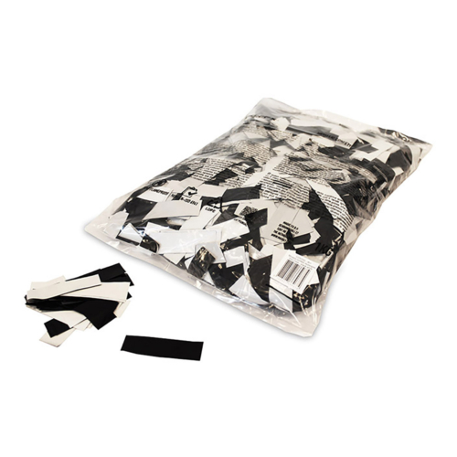 MAGICFX® Metallic confetti 55x17mm - zwart - wit metallic