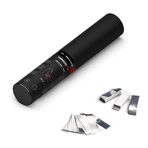 MAGICFX® Handheld Confetti Cannon 28 cm - wit - zilver