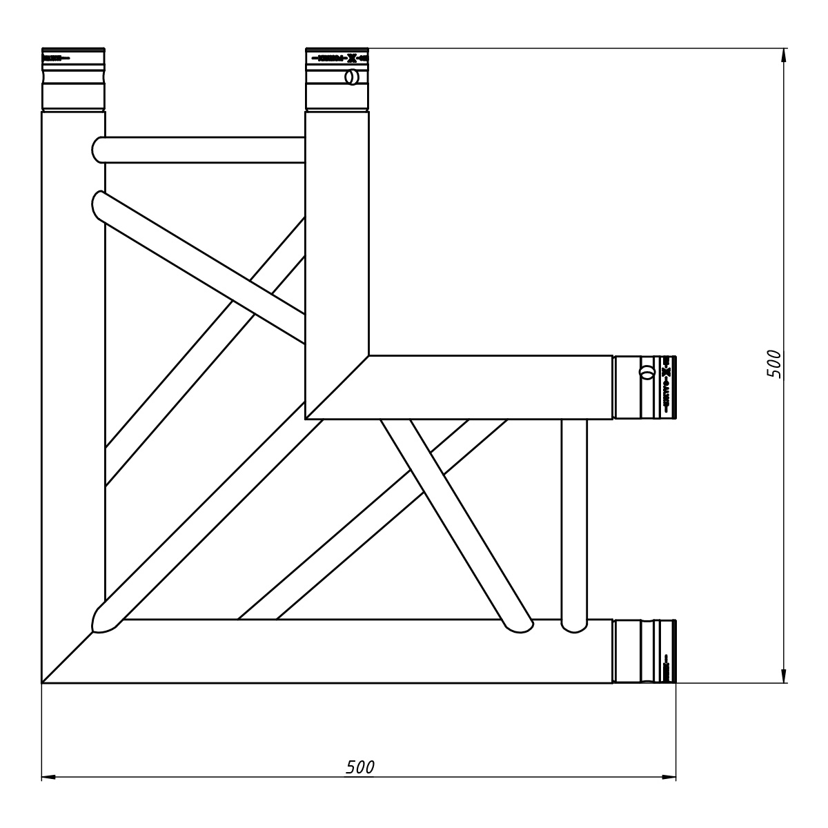 FORTEX FX33-C24 driehoek truss 2-weg 90 graden hoek apex out FORTEX FX33-C24 driehoek truss 2-weg 90 graden hoek apex out
