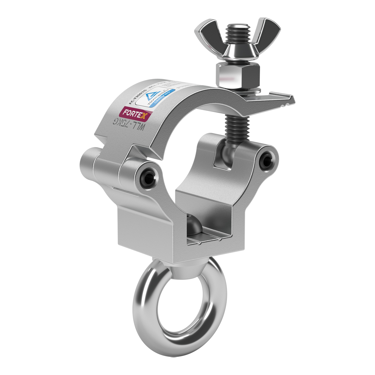 FORTEX Half Coupler truss klem WLL 75kg buis Ø32-35mm + hijsoog FORTEX Half Coupler truss klem WLL 75kg buis Ø32-35mm + hijsoog