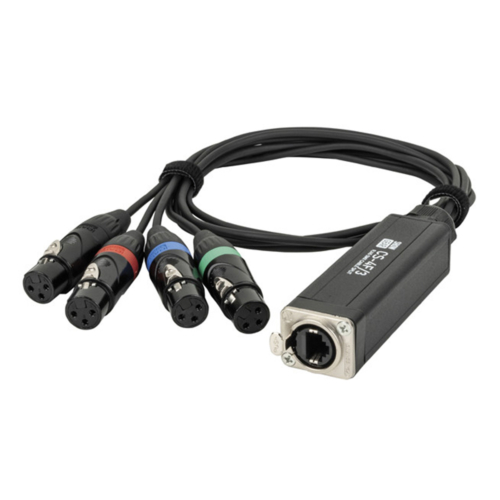 Showgear CS-4F/5 – 4-kanaals 3-pin DMX kabelsplitter via netwerkkabel