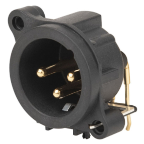 Neutrik® NC3MAH - 3-polige male XLR-aansluiting met afzonderlijk aardcontact voor horizontale PCB-montage