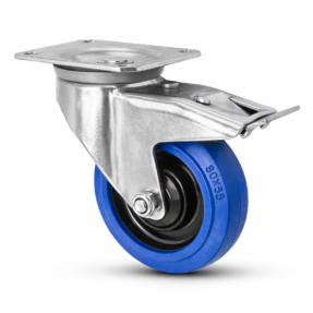 FORTEX Blue Wheel zwenkwiel Ø80mm met dubbele rem WLL 150kg