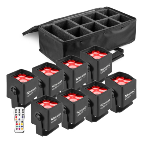 BeamZ Uplight pakket met 8 stuks BBP44 accu Uplights IP65 + Tas