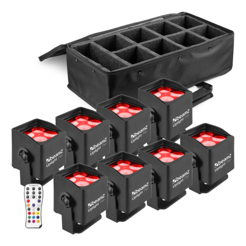 BeamZ Uplight pakket met 8 stuks BBP44 accu Uplights IP65 + Tas