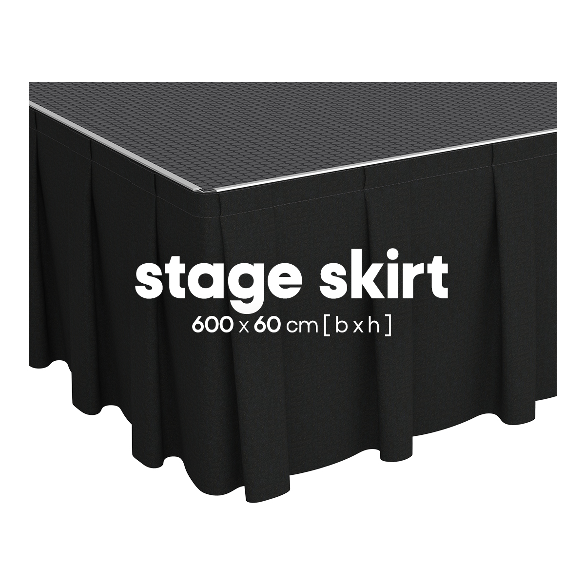 FORTEX Podiumrok geplooid 6m (b) x 60cm (h) StageMolton 320 g/m² zwart FORTEX Podiumrok geplooid 6m (b) x 60cm (h) StageMolton 320 g/m² zwart