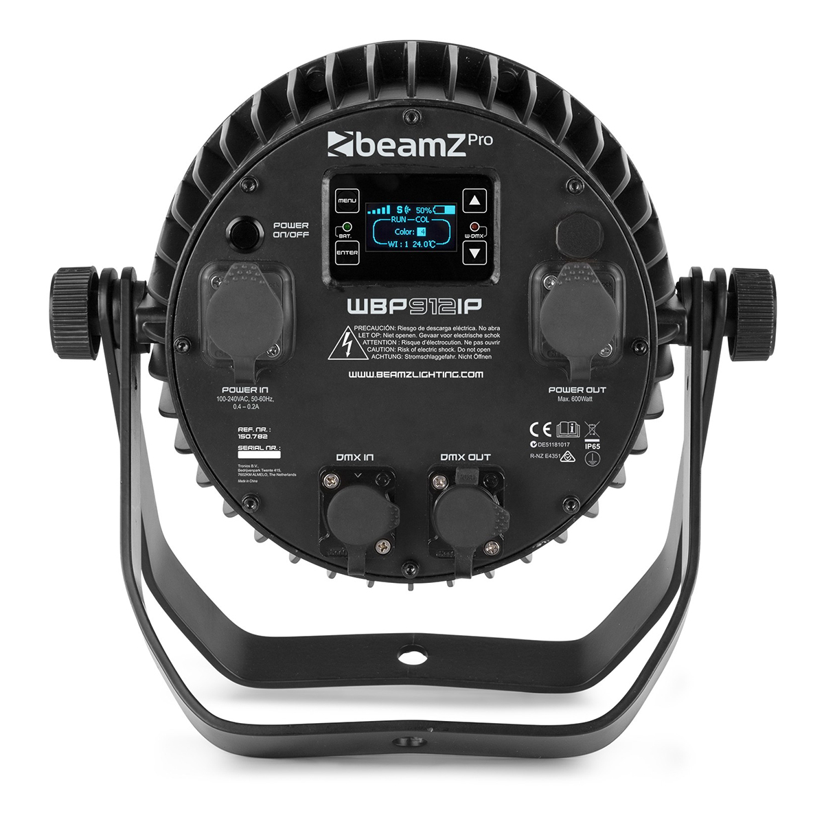 BeamZ WBP912IP aluminium accu LED par RGBAW-UV - 9x 12W BeamZ WBP912IP aluminium accu LED par RGBAW-UV - 9x 12W