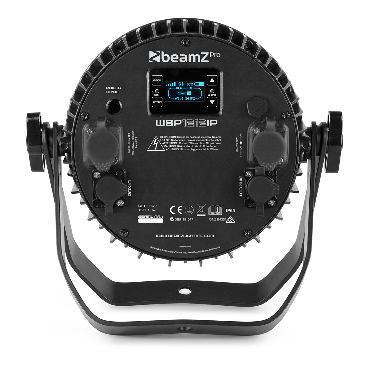 BeamZ WBP1212IP aluminium accu LED par RGBAW-UV - 12x 12W BeamZ WBP1212IP aluminium accu LED par RGBAW-UV - 12x 12W