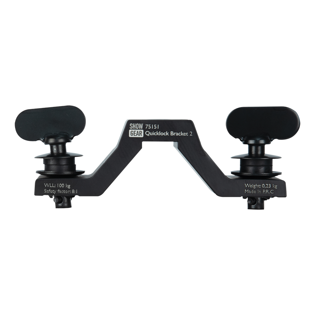Showgear QuickLock Bracket 2 – zwarte quick-lock beugel, 107 mm hartafstand, WLL 100 kg Showgear QuickLock Bracket 2 – zwarte quick-lock beugel, 107 mm hartafstand, WLL 100 kg
