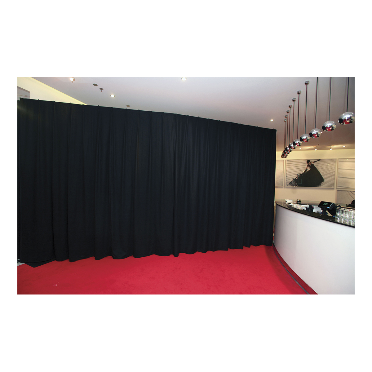 WENTEX® Pipe & Drape Molton gordijn 400x250 cm (bxh) 300 gram/m² geplooid - zwart WENTEX® Pipe & Drape Molton gordijn 400x250 cm (bxh) 300 gram/m² geplooid - zwart