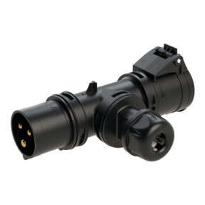 PCE CEE T-Connect 16 A / 240 V - 3P Male/Female 1x 3P CEE in - 1x 3P CEE uit - 1x 3P terminal uit met wartel - IP44