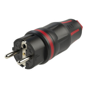 PCE Rubber Schuko Connector Male Zwart/rood
