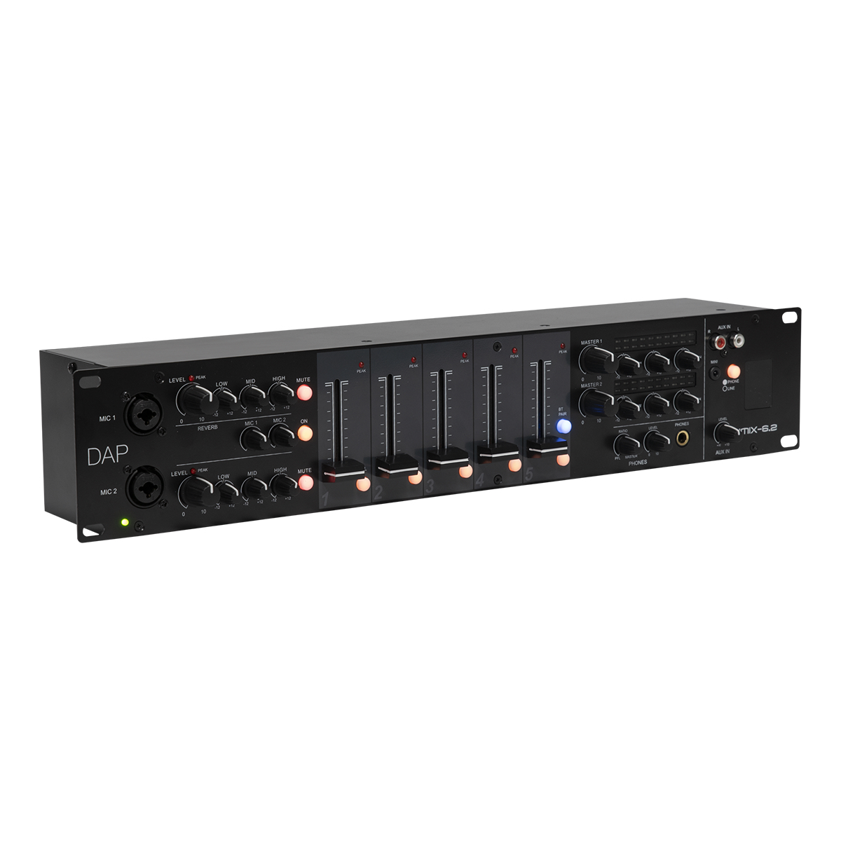 DAP IMIX-6.2 7-kanaals 2U installatiemixer BT DAP IMIX-6.2 7-kanaals 2U installatiemixer BT