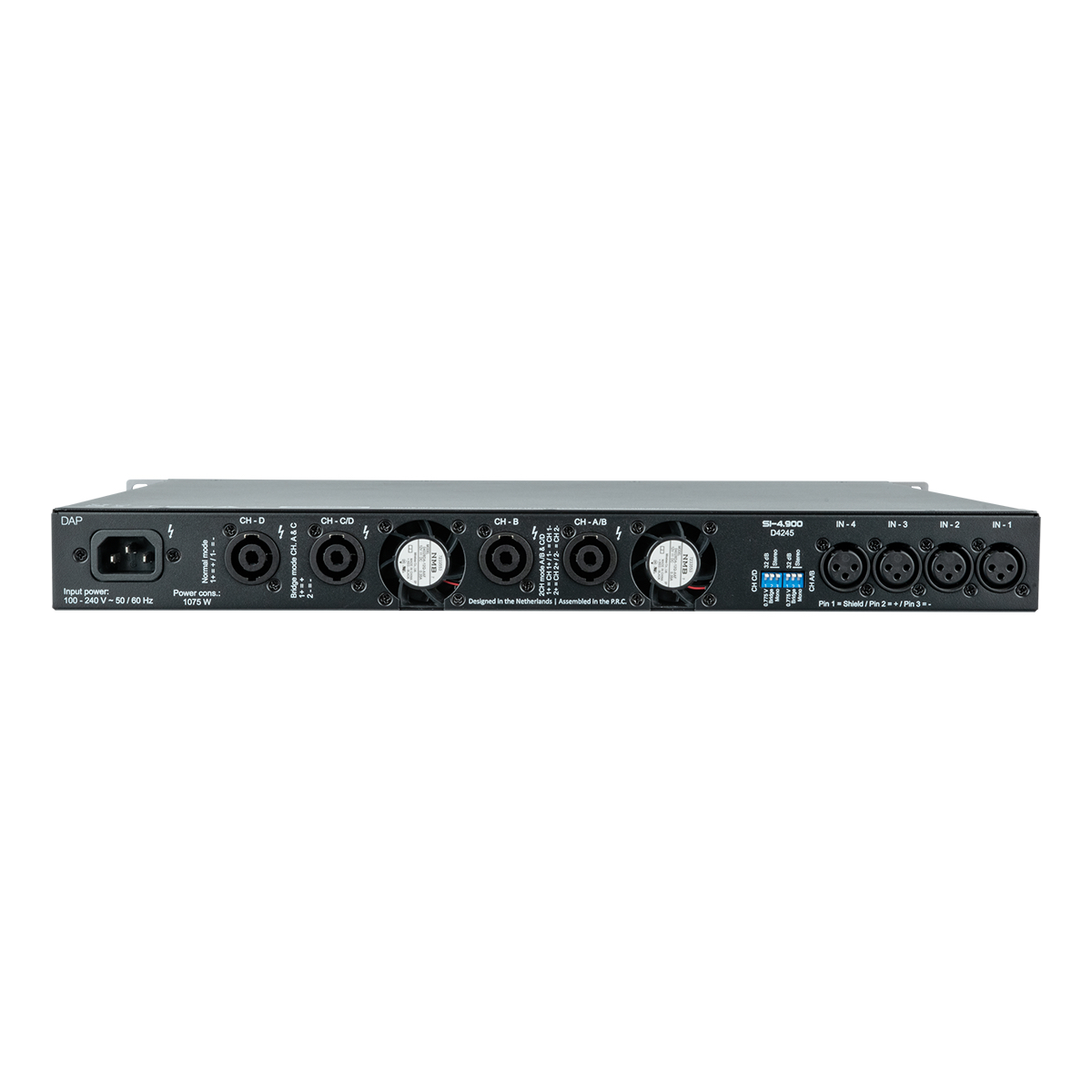 DAP SI-4.900 4x 900 W installatieversterker DAP SI-4.900 4x 900 W installatieversterker
