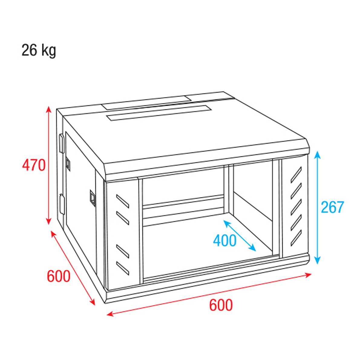 Showgear RCA-WMH-6 6U 19" Patch Panel Rack, wandmontage, scharnierende achterkant Showgear RCA-WMH-6 6U 19" Patch Panel Rack, wandmontage, scharnierende achterkant