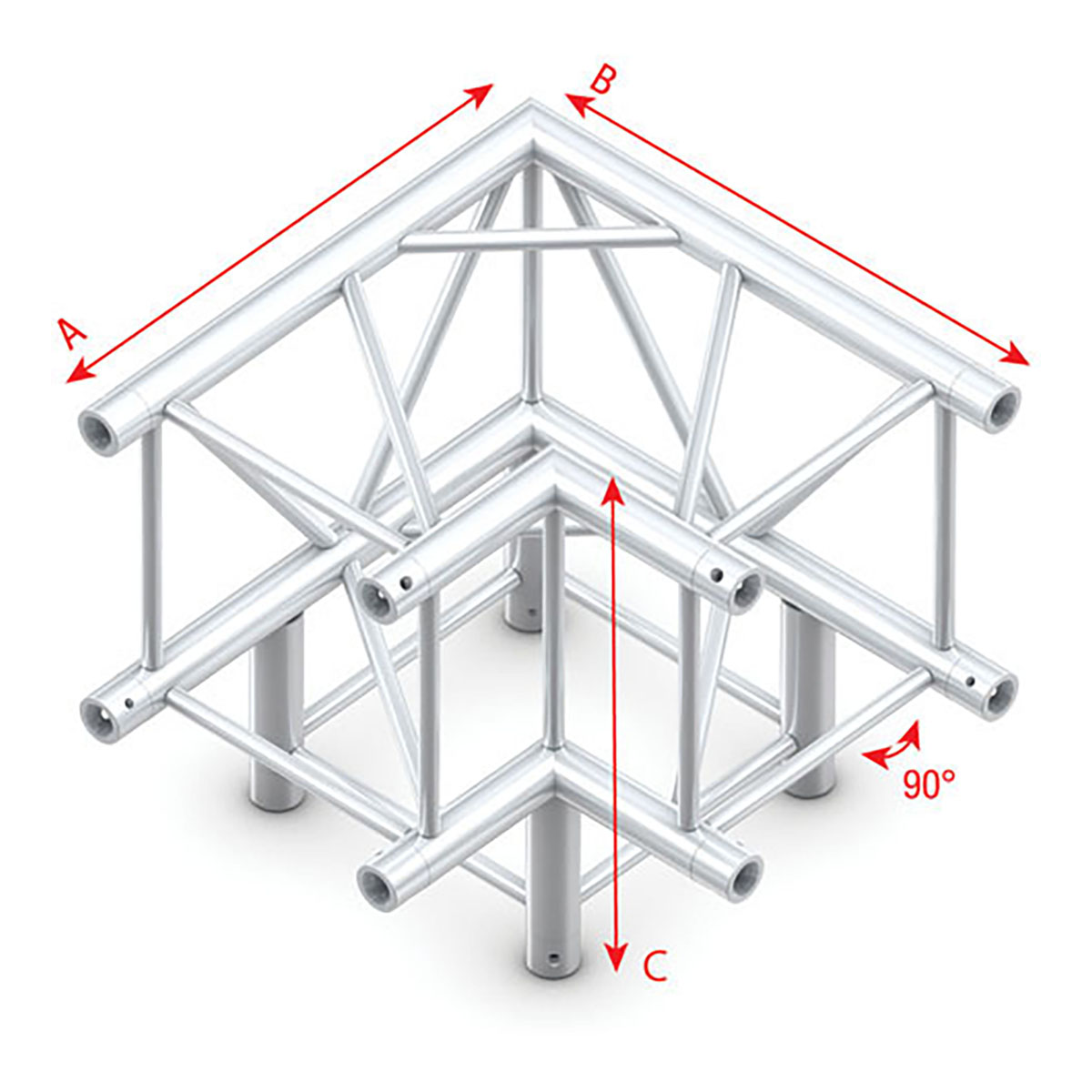 Milos Pro-40 Square F Truss - Corner 3-way 90° QLLF30 - 90° corner - heavy duty - F Milos Pro-40 Square F Truss - Corner 3-way 90° QLLF30 - 90° corner - heavy duty - F